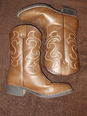 Canyon Trails Kids Brown Embroidered Western Cowboy Rodeo Boots Size 2M